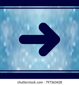 Blue vector arrow pointing right in gradient background.