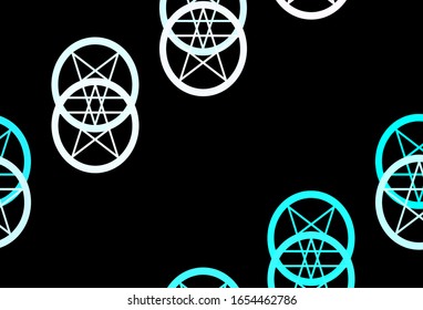 Blue vector backdrop with mystery symbols. Illustration with magical signs of spiritual power. Best design halloween events.
