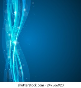 Blue vector background with abstract lines and glow