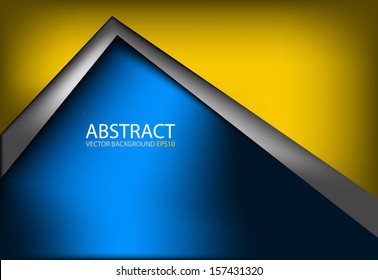 blue vector background angle triangle dimension 3d overlap yellow and grey graphic message board for text and message design frame line shadow for modern web design