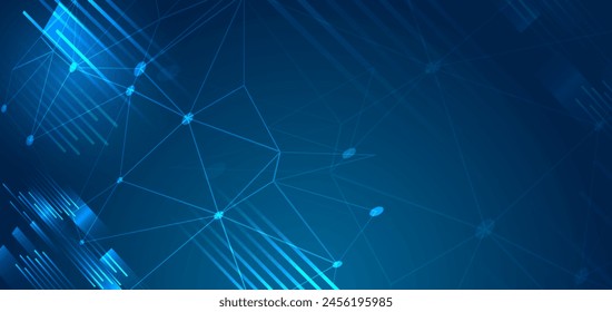 Blue vector background for banner. Abstract geometric pattern of stripes and triangles for presentation. Abstract vertical design. Science and technology.