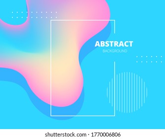 blue vector background with bright multi-colored blob and geometric shapes