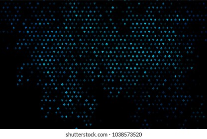 BLUE vector background with cards signs. Colored illustration with hearts, spades, clubs, diamonds. Pattern for booklets, leaflets of gambling houses.