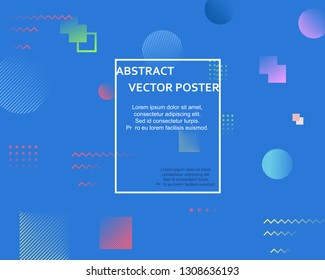 Blue vector background. Creative poster with different shapes.