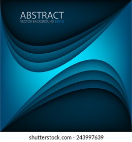 Blue vector background with blue curve bright line overlap layer space for text and message modern artwork design