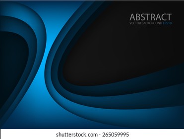 Blue vector background curve dark and line on dark space overlap layer graphic for text and message modern artwork design