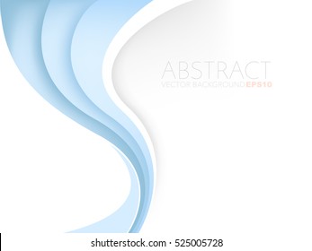 Blue vector background curve line element on white space overlap paper layer for text and message artwork design