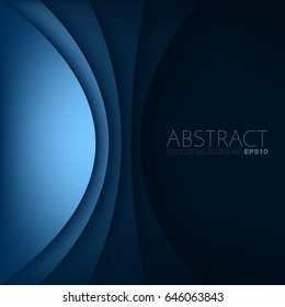 Blue vector background , curve line element and gradient colour blue to black dark with dark space for text design , overlap layer