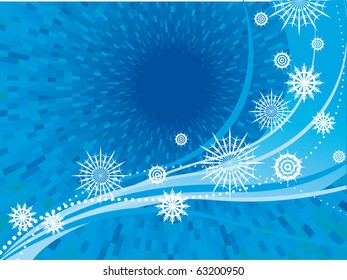 Blue vector background design, shiny stars flowing space