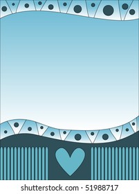 Blue vector background with dots and heart