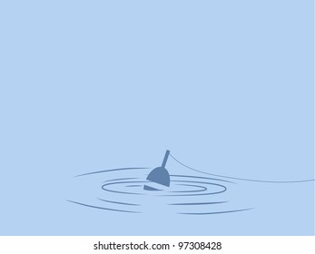blue vector background with a fishing bob and circles on the water