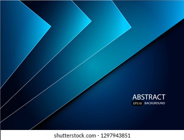 Blue vector background geometric overlap layer on silver and black space for background design