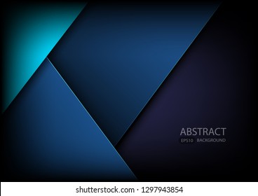 Blue vector background geometric overlap layer on silver and black space for background design