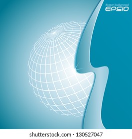 Blue vector background with globe . Eps10