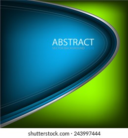 Blue vector background and green gradient curve silver grey line on dark space overlap layer graphic for text and message modern artwork design