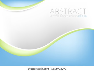 Blue vector background with green line overlap layer on white space 