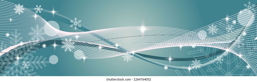 Blue vector background of lines and snowflakes. A cap for the site with a place for text. ESP10.