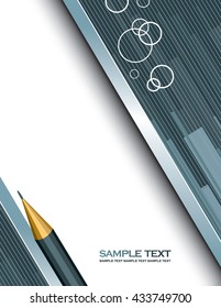 Blue Vector Background with a Notepad and a Pencil.