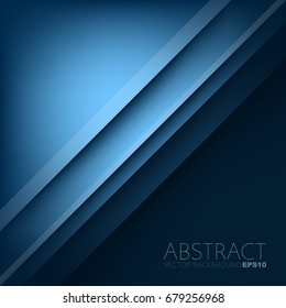 Blue vector background overlap paper layer on dark space for text design