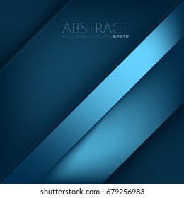 Blue vector background overlap paper layer on dark space for text design