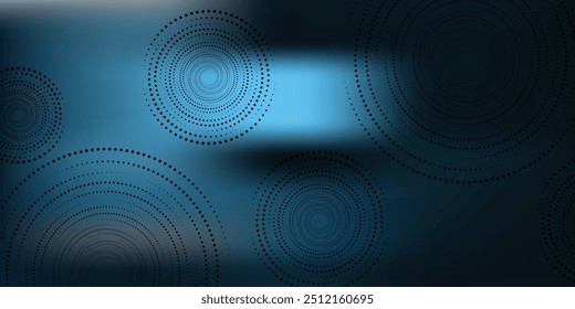 Blue vector background overlapping blue layers on blue dark space background for text and circle dots design