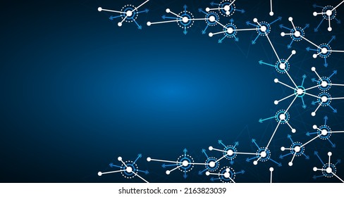 Fondo vectorial azul con anillos, líneas de luz. Diseño de decoración de estilo de tecnología futurista con estructura triangular.EP.18.concepto de comunicación de alta tecnología innovación ilustración vectorial fondo 