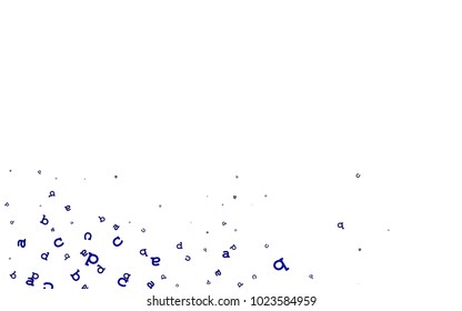 BLUE vector background with signs of alphabet. Modern geometrical illustration with ABC english symbols. Template can be used as a background for ads of typography.