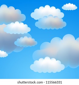 Blue vector background of sky with clouds