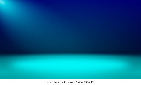 Blue vector background with spotlight scene and glow. Can be used for presentation and demonstration your product.