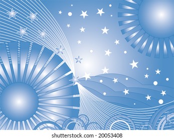 Blue vector background with stars