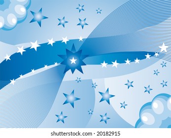 Blue vector background with stars