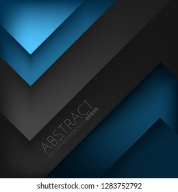 Blue vector background triangle geometric overlap on black space