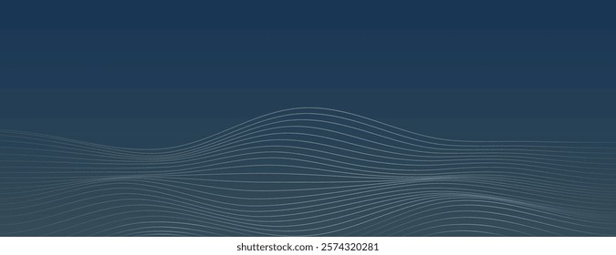 Blue vector background with wavy lines. Blue vector background texture with sleek and modern graphic. Minimal blue vector background with wavy lines in digital wave style. Technology background.