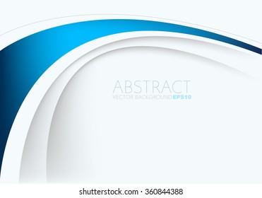 Blue vector background white curve line paper overlap layer with space for text and message artwork background design