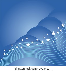 Blue vector background with white stars