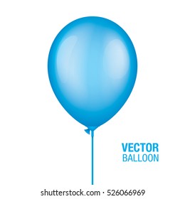 Blue vector balloon on a plastic stick, isolated on a white background. Realistic balloon illustration for party, celebration, festival, birthday or branding design decoration.