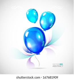 Blue vector balloons. Vector illustration for your holiday card. Birthday design.