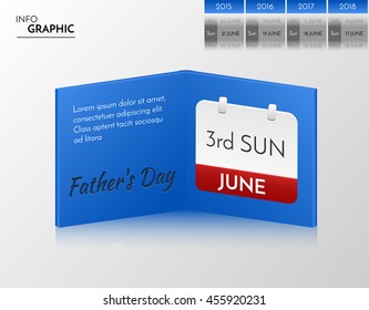 Blue vector banner for you own artwork. Infographic book with father's day design.