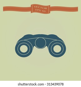 Blue Vector Binocular Icon Symbol Set