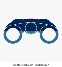 Blue Vector Binocular Icon Symbol Set 