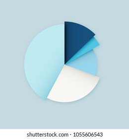 Blue vector blank pie chart diagram infographics design template