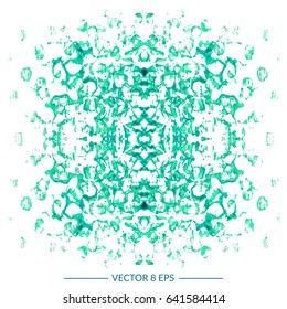 Blue vector blot isolated on white background. Watercolor vertical symmetry blot for your design, logo, emblem, banner.