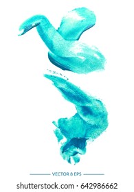 Blue vector blot isolated on white background. Watercolor hand drawn blot for your design, logo, emblem, banner.