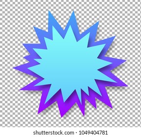 Blue vector boom paper shape on transparency grid background