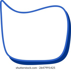 Blue vector bordered blank speech bubble offering creative space graphics, text, for comics, presentations with minimalist design