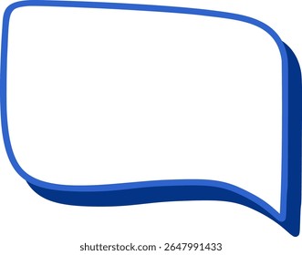 Blue vector bordered blank speech bubble offering creative space graphics, text, for comics, presentations with minimalist design