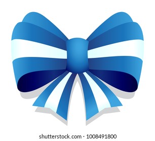 Blue vector bow graphic isolated on white background.