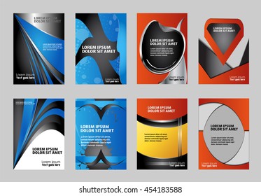 Blue vector brochure / booklet cover design templates collection
