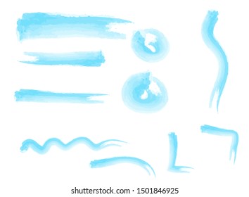 blue vector brush sketch shape elements on white background