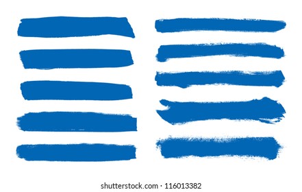 Blue vector brush strokes collection